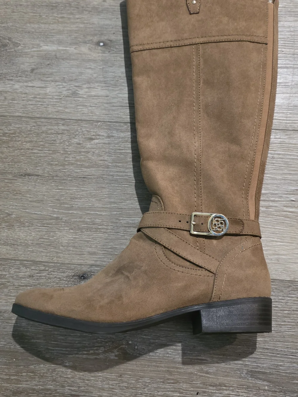 Liz Claiborne Women's Tan Suede Riding Boots with Buckle